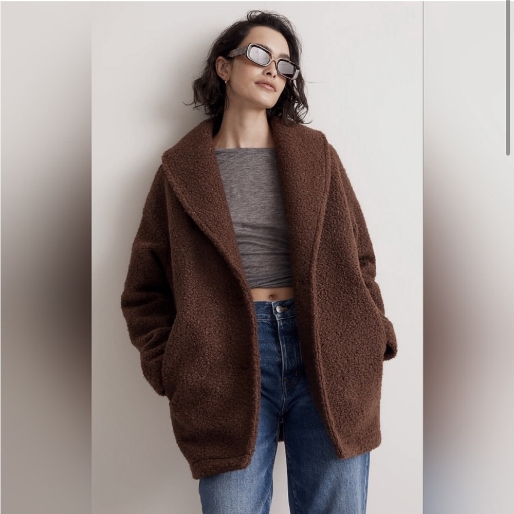 Madewell Pebbled Faux Shearling Shawl Collar Coat Size xxs